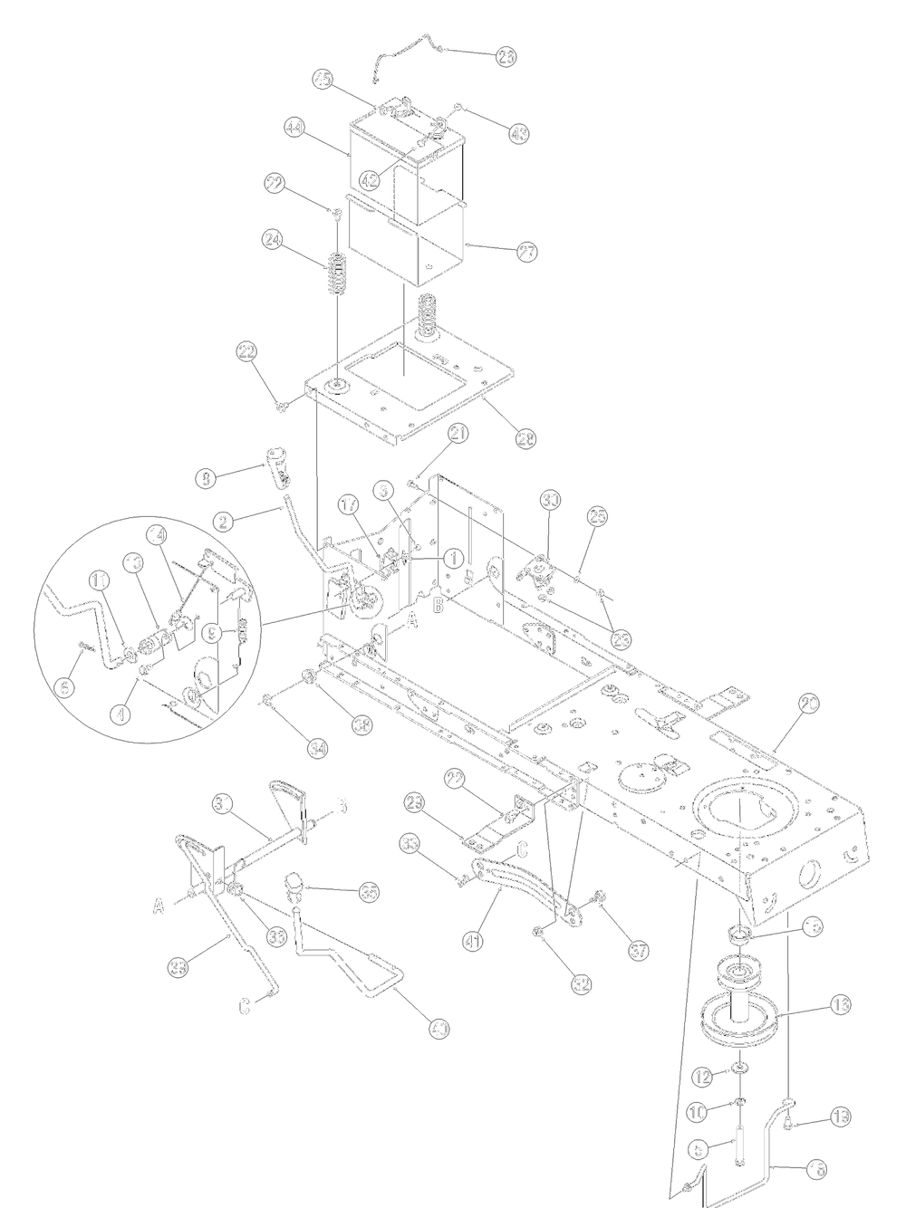 Ptoandcontrols Diagram and Parts List for 13AC762F729 2005 Yard Machines Lawn Tractor